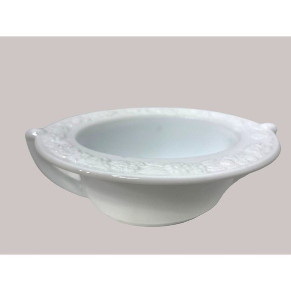 Anchor Hocking Vitrock Oval Floral Rim Milk Glass Cream and Sugar Set 1930's - Picture 5 of 5